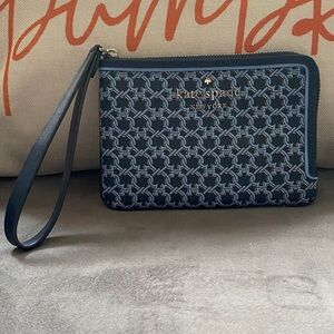 Kate Spade Navy and Light Blue Patterned Wristlet